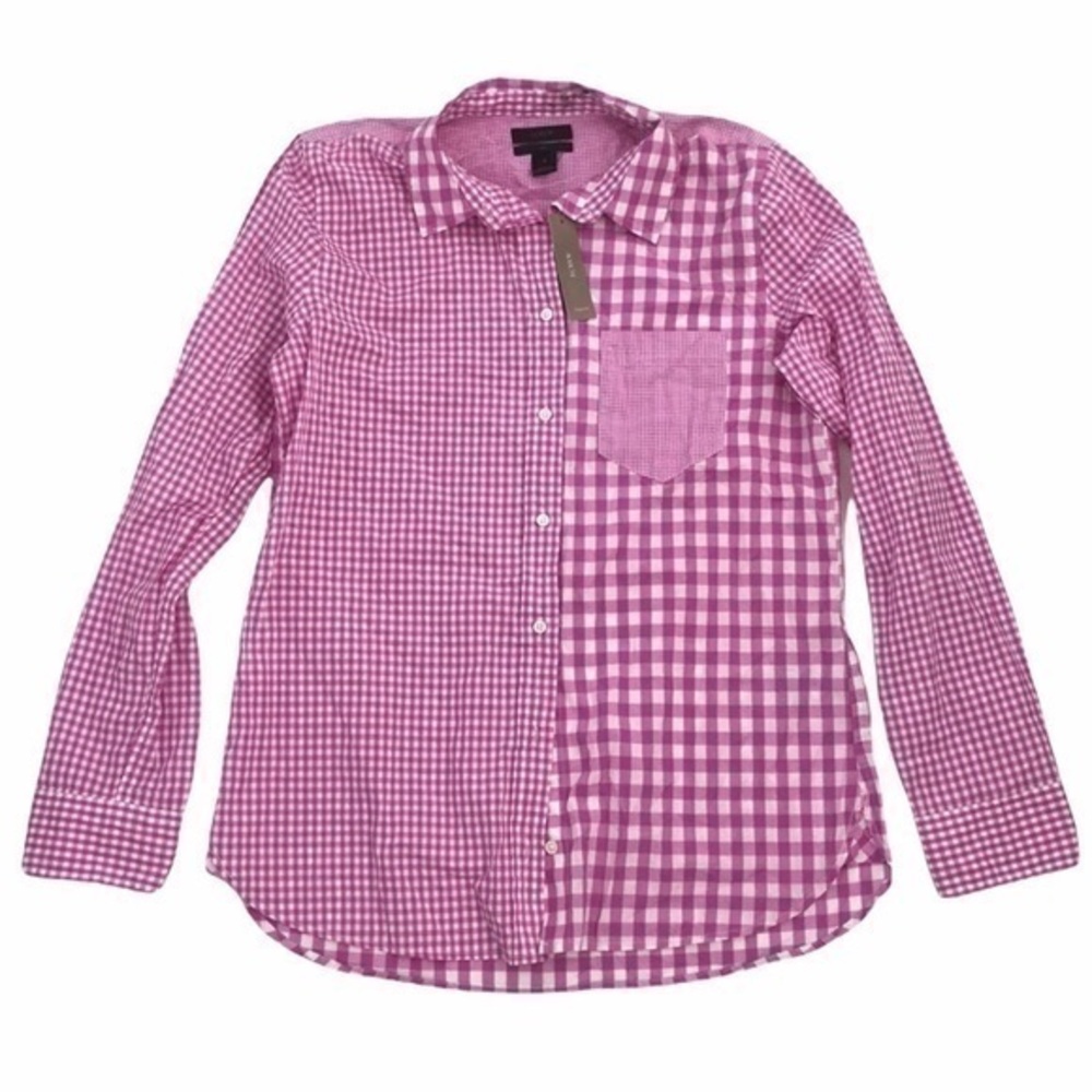 J. Crew Button Down Checkered Gingham BOYFRIEND N… - image 1